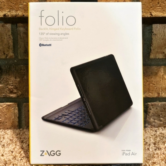 ZAGG Folio Black Backlit Hinged Wireless Keyboard Case For iPad Air in Box - Picture 8 of 12